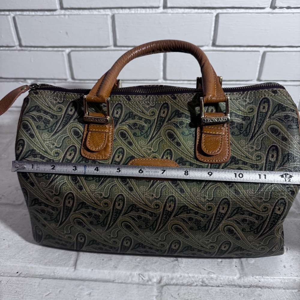 Leonard double handle vintage satchel bag with padlock, no key - Picture 8 of 16